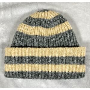 Anthropologie Free People Harbor Marled Ribbed Chunky Knit Beanie Cap Hat Stripe